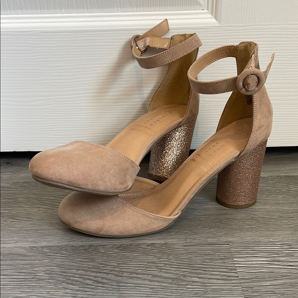 Elegant Tan Ankle Strap Heels